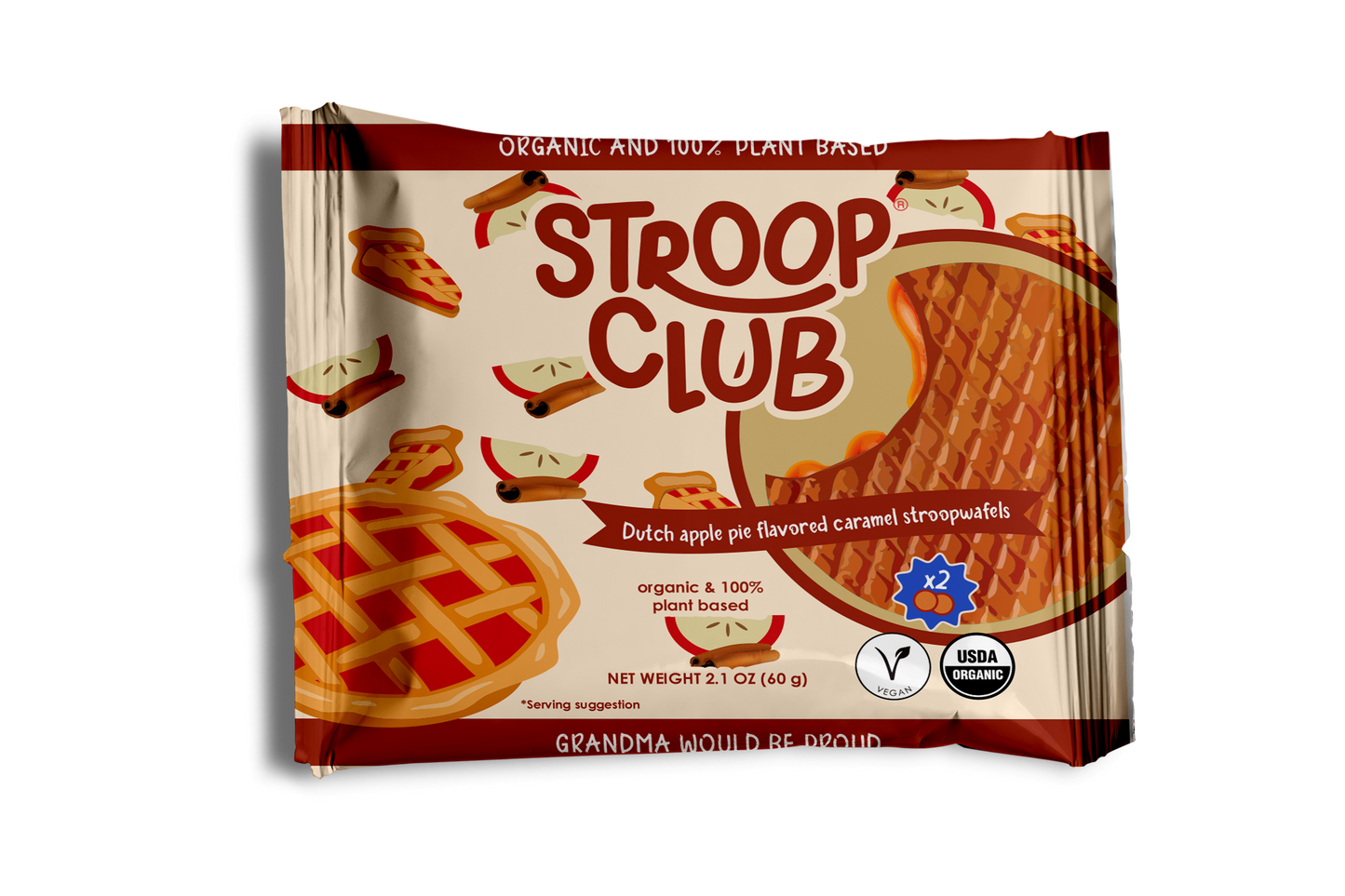 Apple Pie Caramel Organic and Plant Based Stroopwafel 2-pack - arriving soon at Rock Chocs