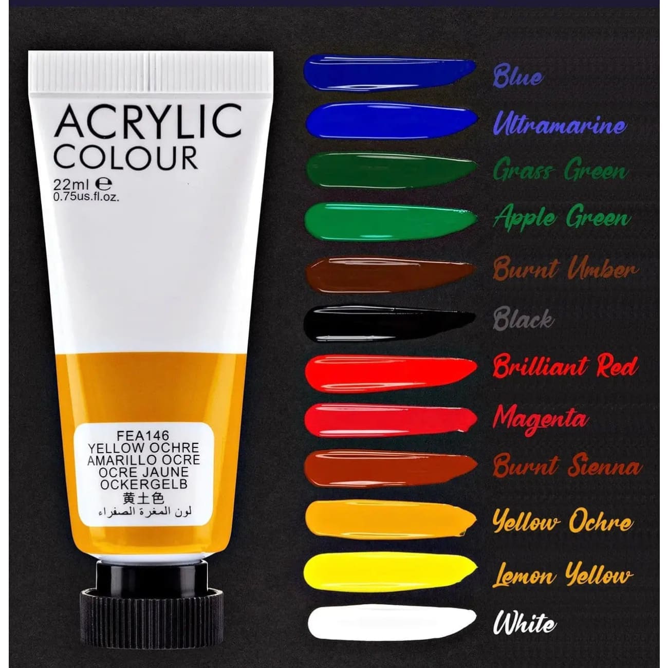 ACRYLIC PAINT - 12 Highly Pigmented Acrylic Colors Rock Chocs 