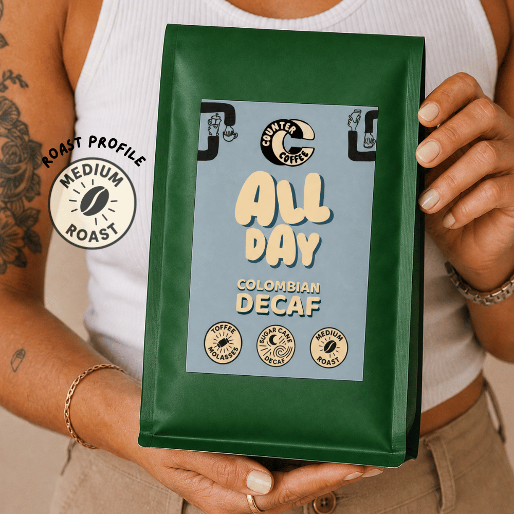 Coffee, All Day Decaf Fresh Roasted Colombian - 350 g whole bean