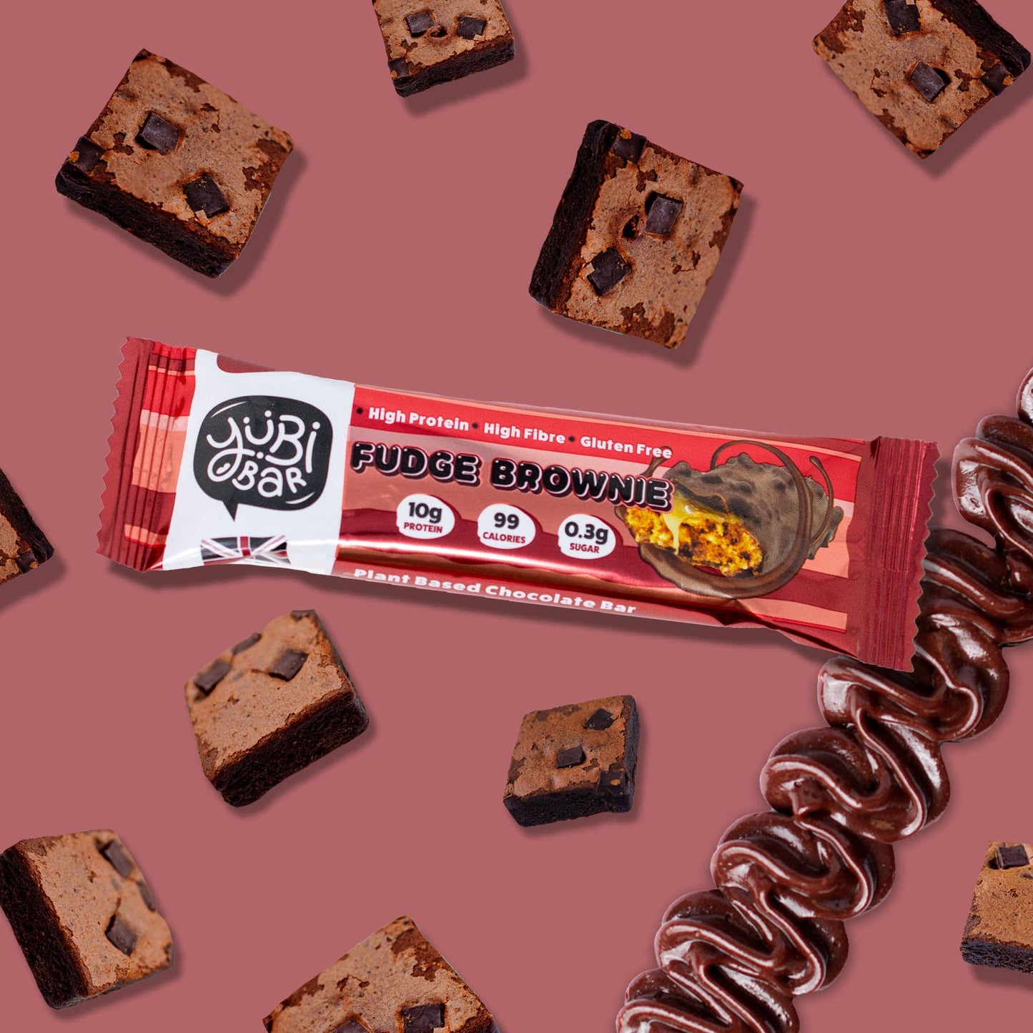 Yubi Fudge Brownie Protein Bar  - sold as individual bars