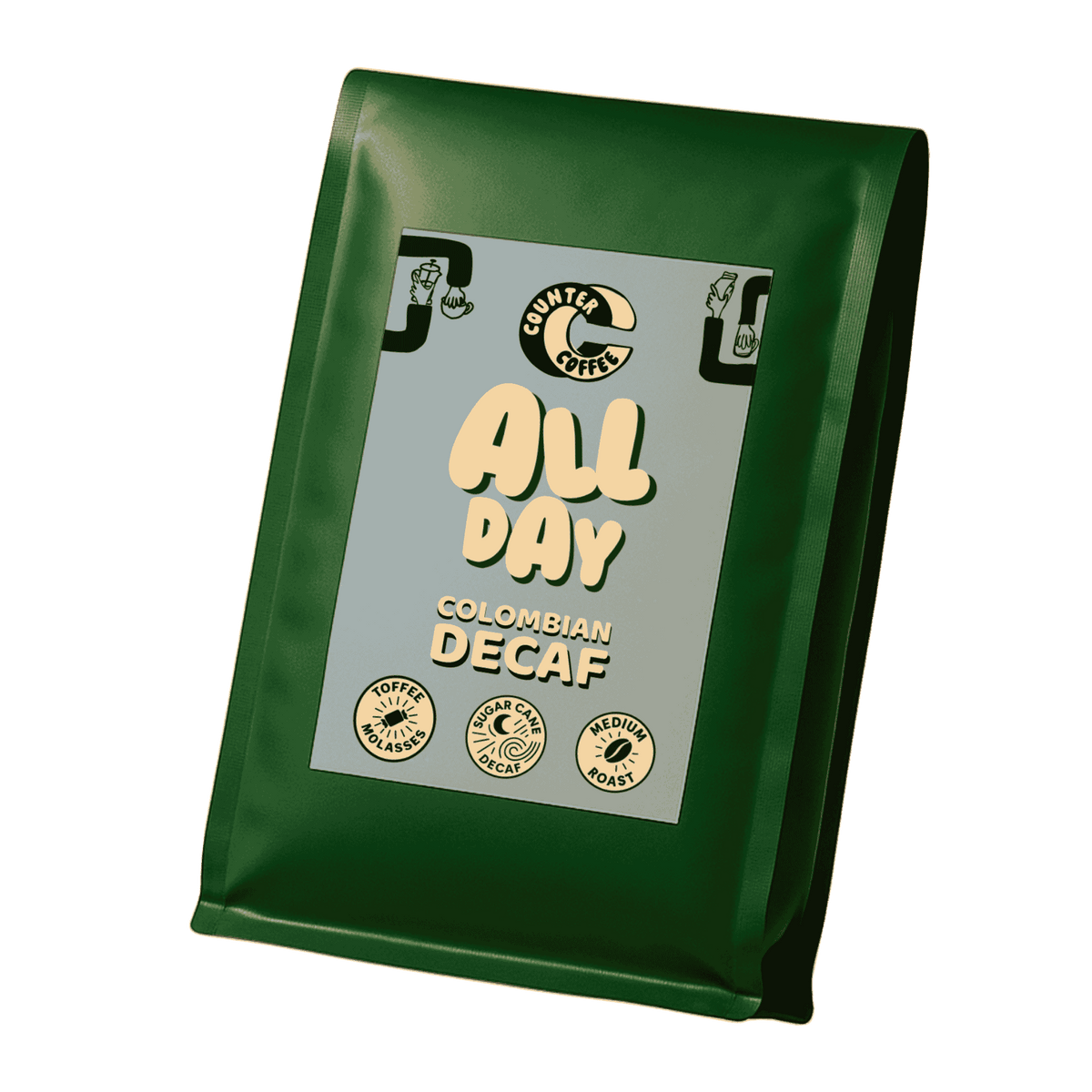 Coffee, All Day Decaf Fresh Roasted Colombian - 350 g whole bean