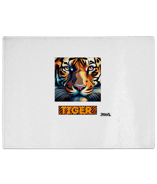 Glass Chopping Board Tiger  by Rock Chocs Chopping Board