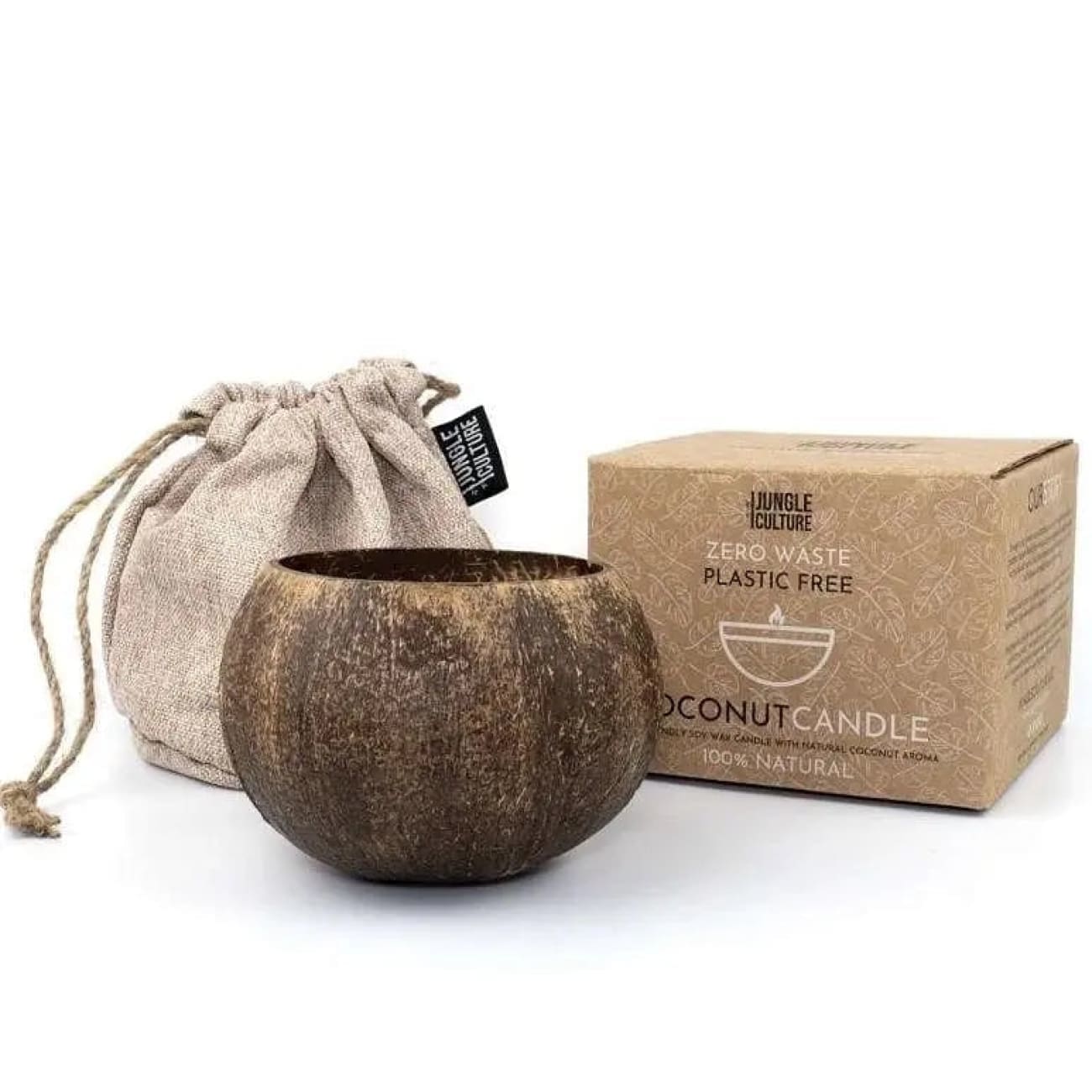 Coconut Shell Candle w/ Gift Bag (Toasted Coconut Scent) Rock Chocs 
