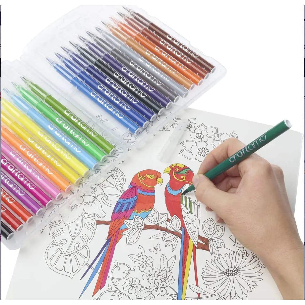 Craftamo FELT TIP PENS - 24 Bright & Intense Colored Pens Rock Chocs 
