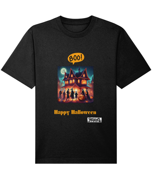 Happy Halloween T shirts designed by Rock Chocs Haunted House Design 2 Adults Unisex