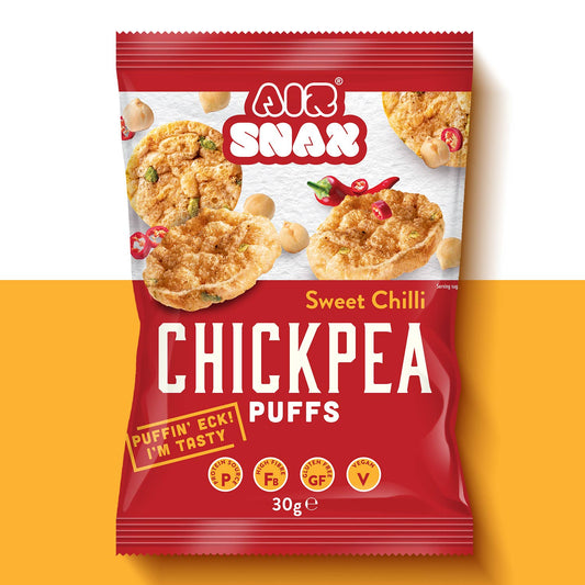 Puffed Chickpea Snack Sweet Chilli Flavoured  - Arriving soon at Rock Chocs  Box of 12