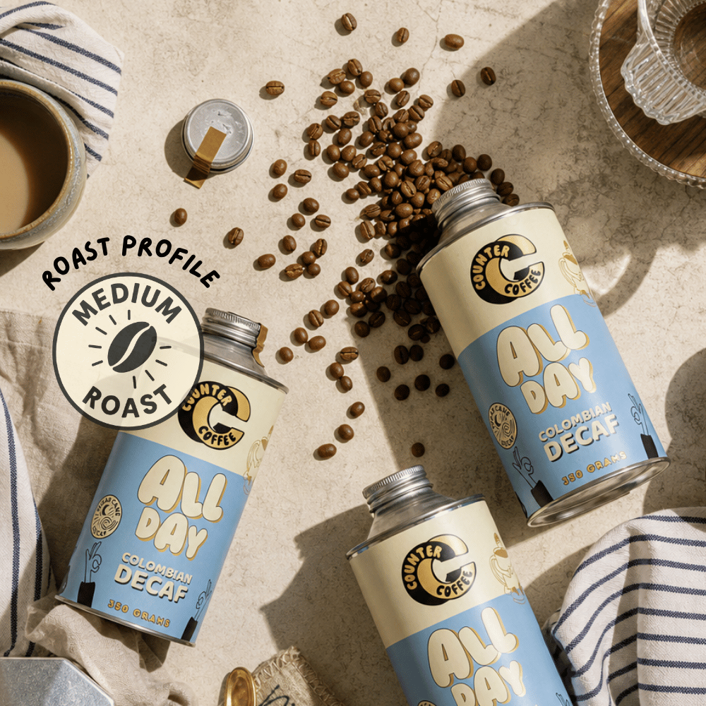 Coffee - All Day Decaf Tin - 350g Fresh Roasted Colombian