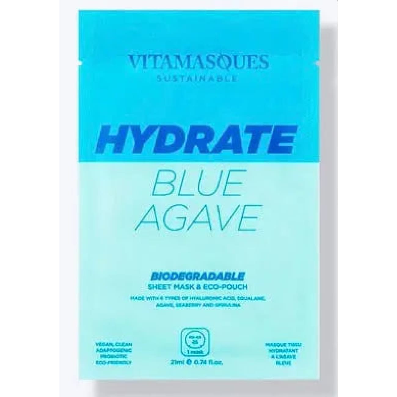 Hydrate Blue Agave Biodegradable Face Sheet Mask Rock Chocs 