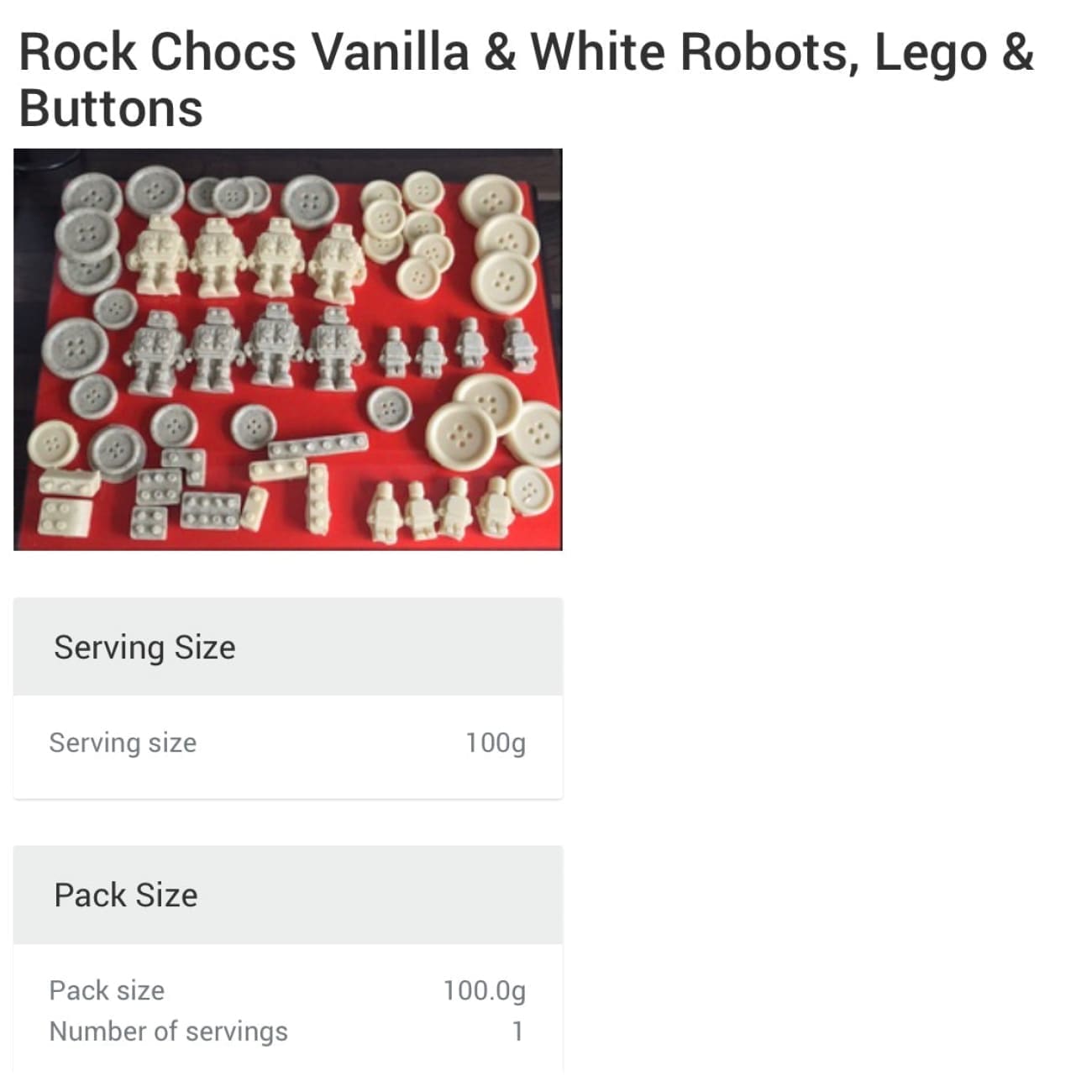 Vegan Chocolate Robots, Lego & Buttons Rock Chocs 